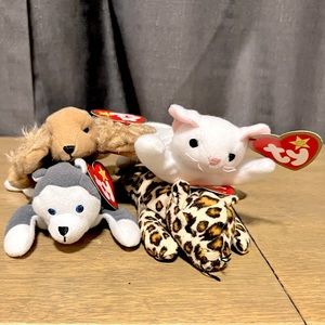 Ty Teenie Beanies Nook, Spunky, Freckles, and Flip.